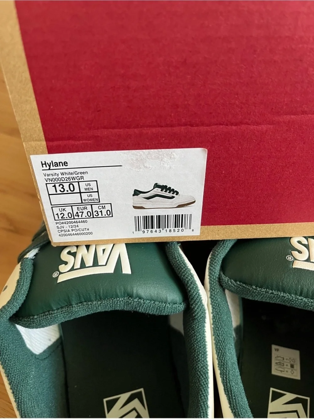 Vans Hylane Varsity White Green Mens 13.0 US